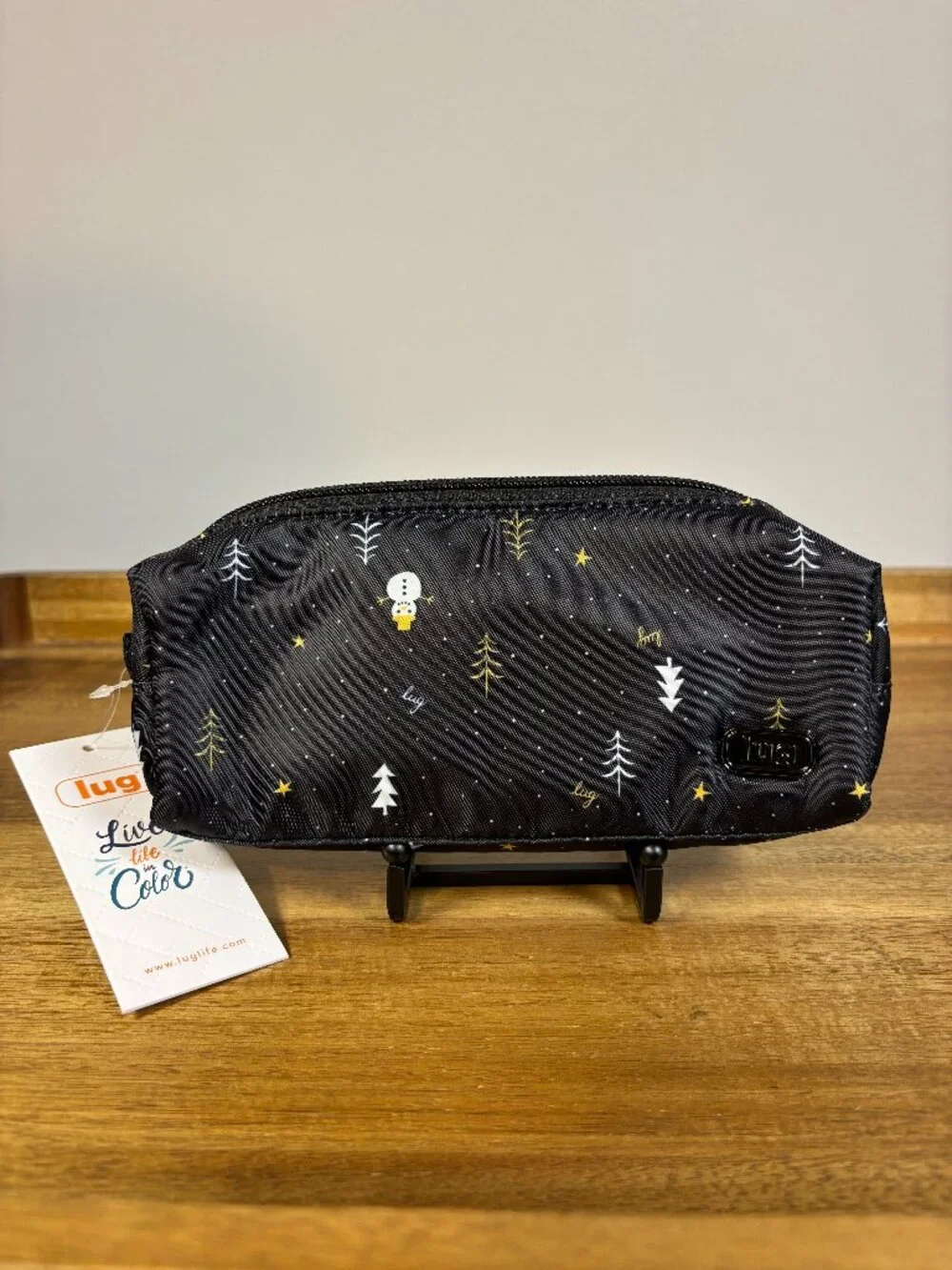 Lug Snowman Trees Black Nylon Jib Zip Pouch New